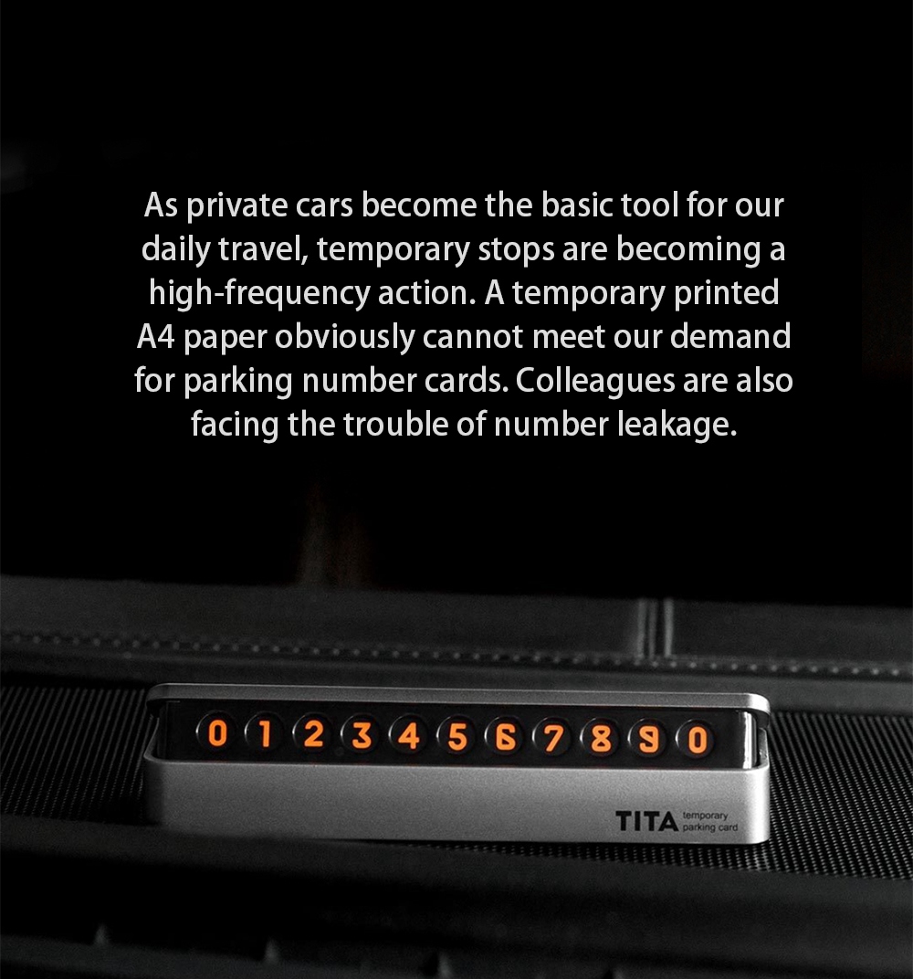 Xiaomi Bcase TITA Temporary Parking Number Plate Six Sets Of Digital Cards Soft Silicone Stickers Can Be Hidden Intimate Fluorescent Number - Black