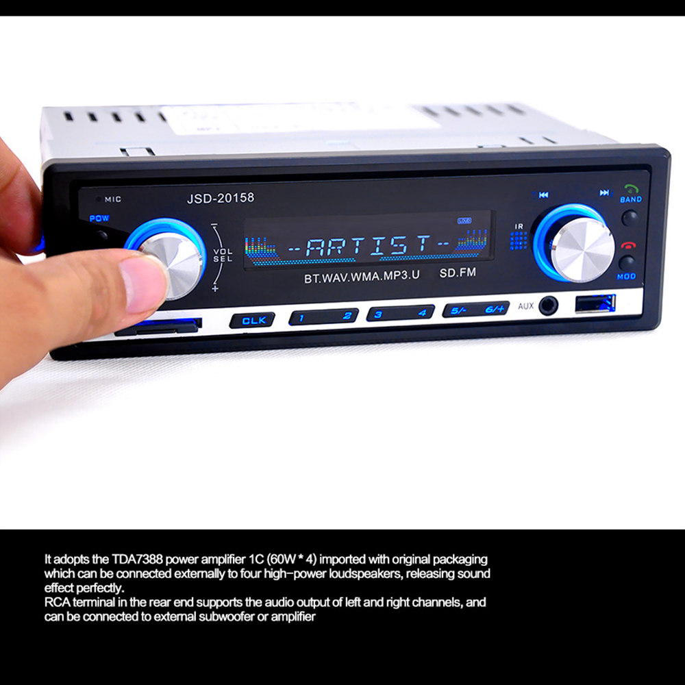 JSD-20158 Universal Car DVD Multifunction MP3 Player Built-in Bluetooth Hands-free Vehicle FM Function - Blcak