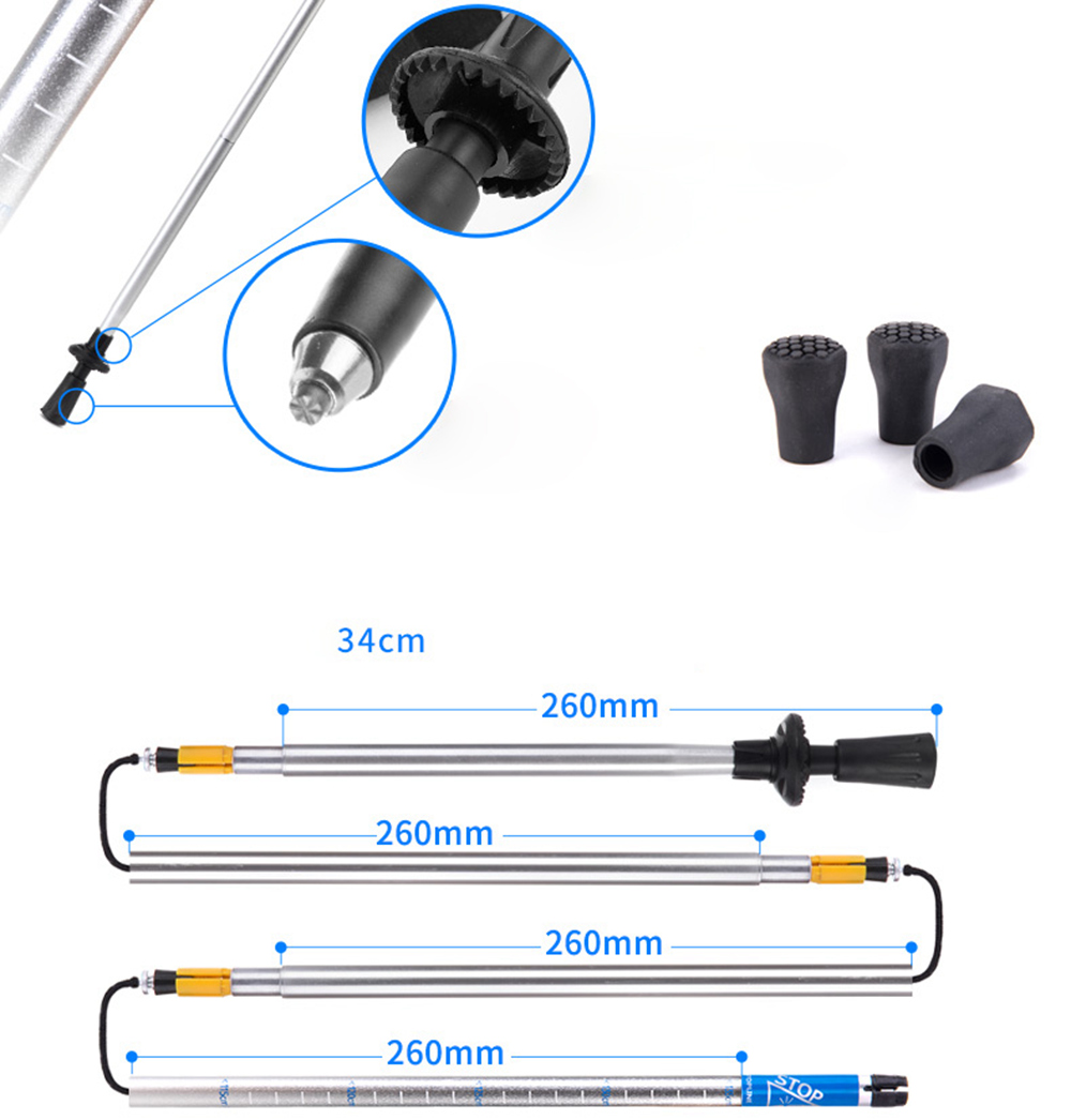 NatureHike NH15A023-Z Trekking Pole Folding Ultralight Alpenstocks ABS And Metal Lock For Hiking Traveling Climbing Outdoor Activities - Black + Green