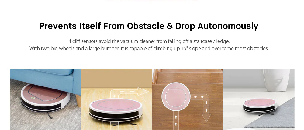 ILIFE V7s Plus Smart Robotic Vacuum Cleaner 2-in-1 Water Tank 4 Cleaning Modes EU Plug - Rose Gold