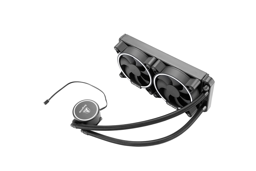 Segotep Becool 240 CPU Water Cooling Fan Intelligent Temperature Controller With LED White Light Dual Fan - Black