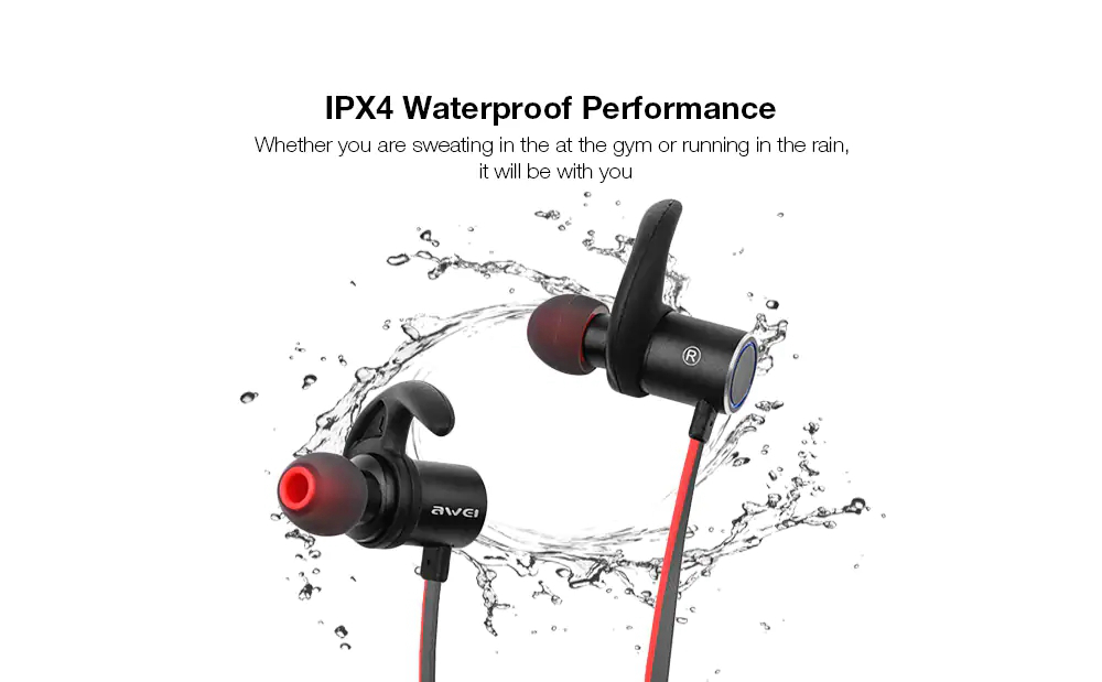 Awei AK8 Headphone Magic Magnet Attraction Bluetooth 4.1 Earphone - Black