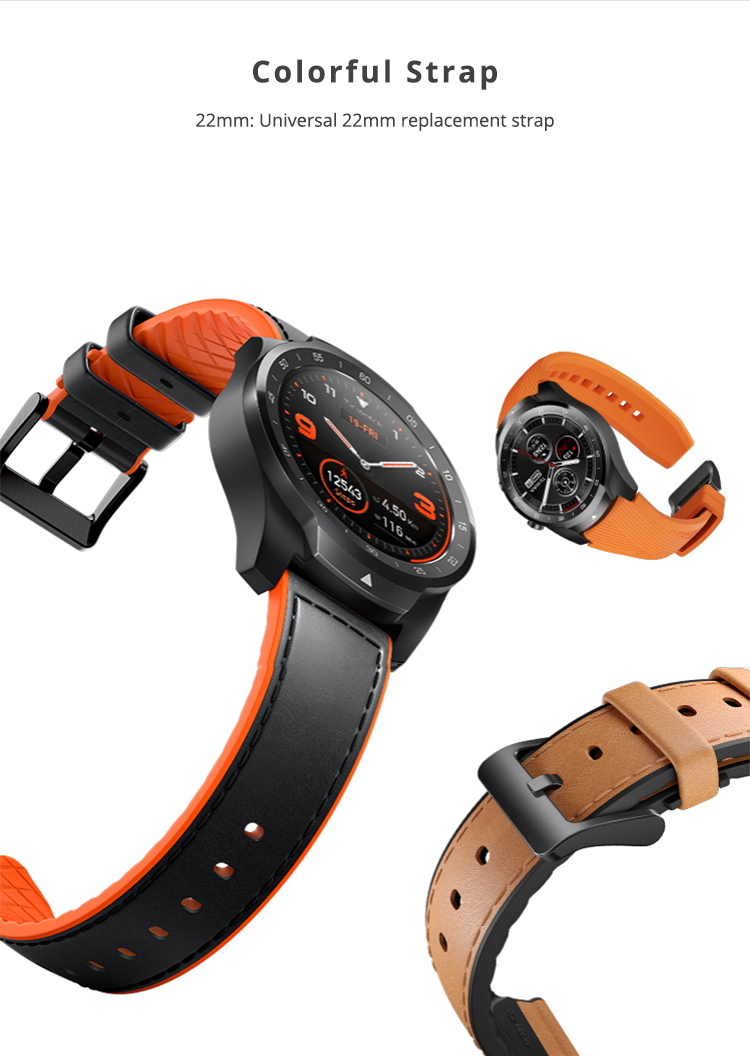 Ticwatch Pro Smartwatch Wear OS 1.4" AMOLED + LED Display Qualcomm Snapdragon W2100 Quad Core Built-in GPS 2 in 1 Leather Silicon Strap - Silver