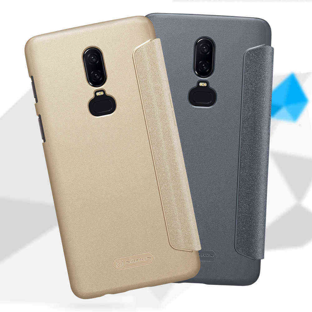 Nillkin Sparkle Series Leather Case For Oneplus 6 Protective Phone Shell - Gray