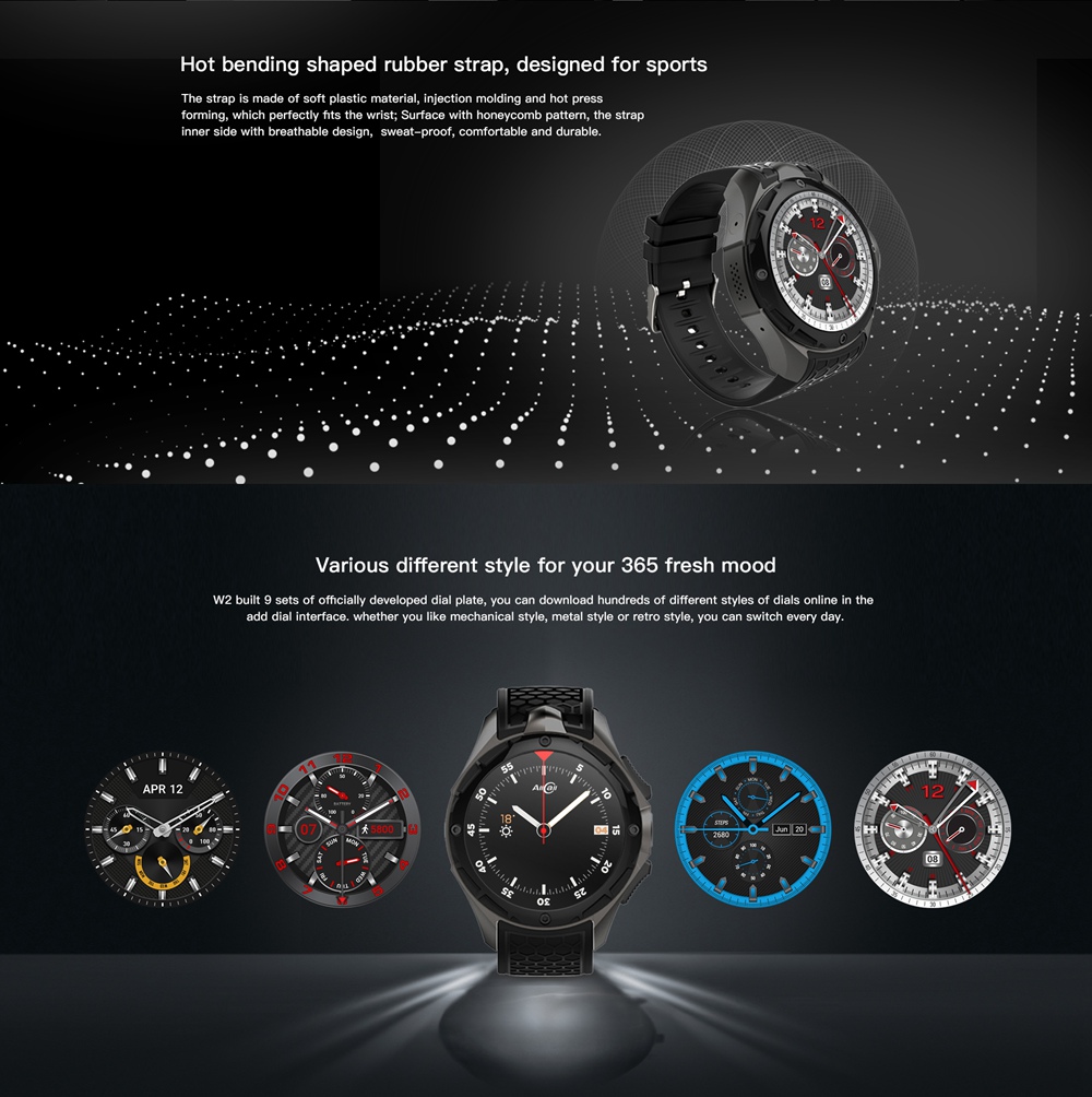 ALLCALL W2 3G Smartwatch Phone Android 7.0 MTK6580 Quad Core Heart Rate Monitor IP68 Water Resistant 2GB RAM 16GB ROM - Silver