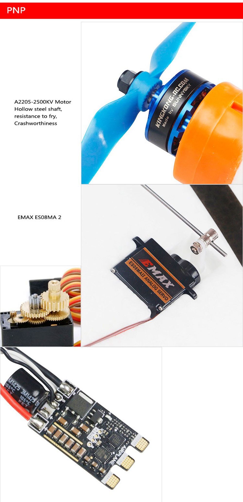 Kingkong/LDARC THUNDER 600X RC Airplane 656mm Wingspan EPO PNP Version - Orange