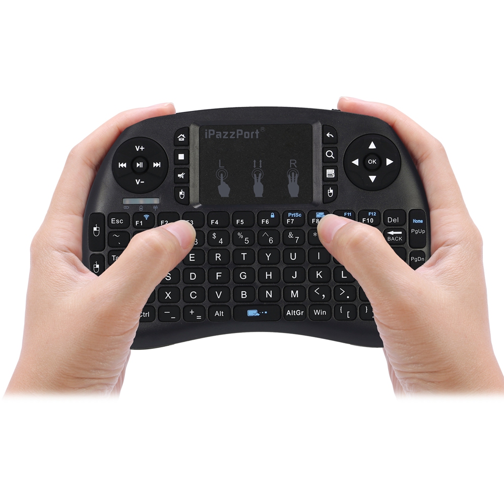 iPazzPort KP-810-21SD Mini Wireless Keyboard with Touchpad Mouse for Windows Android MacOS - Black