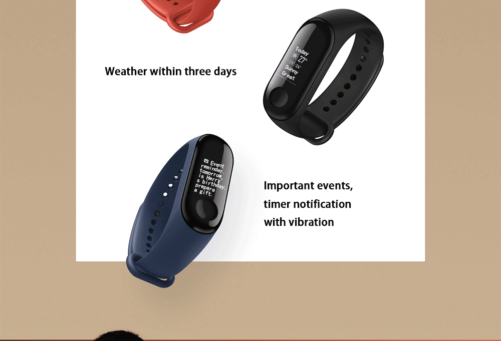 Original Xiaomi Mi Band 3 Smart Bracelet 0.78" OLED Touch Screen 5ATM Water Resistant Sports Fitness Tracker Reject Phone Calls Notification Display Bluetooth 4.2 - Black