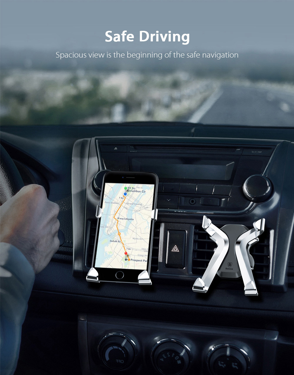 Baseus SUTPX-0S Universal X-shaped Air Vent Mount Car Phone Holder For IPhone7 / 7s / 8 / Xiaomi Cellphones - Gold