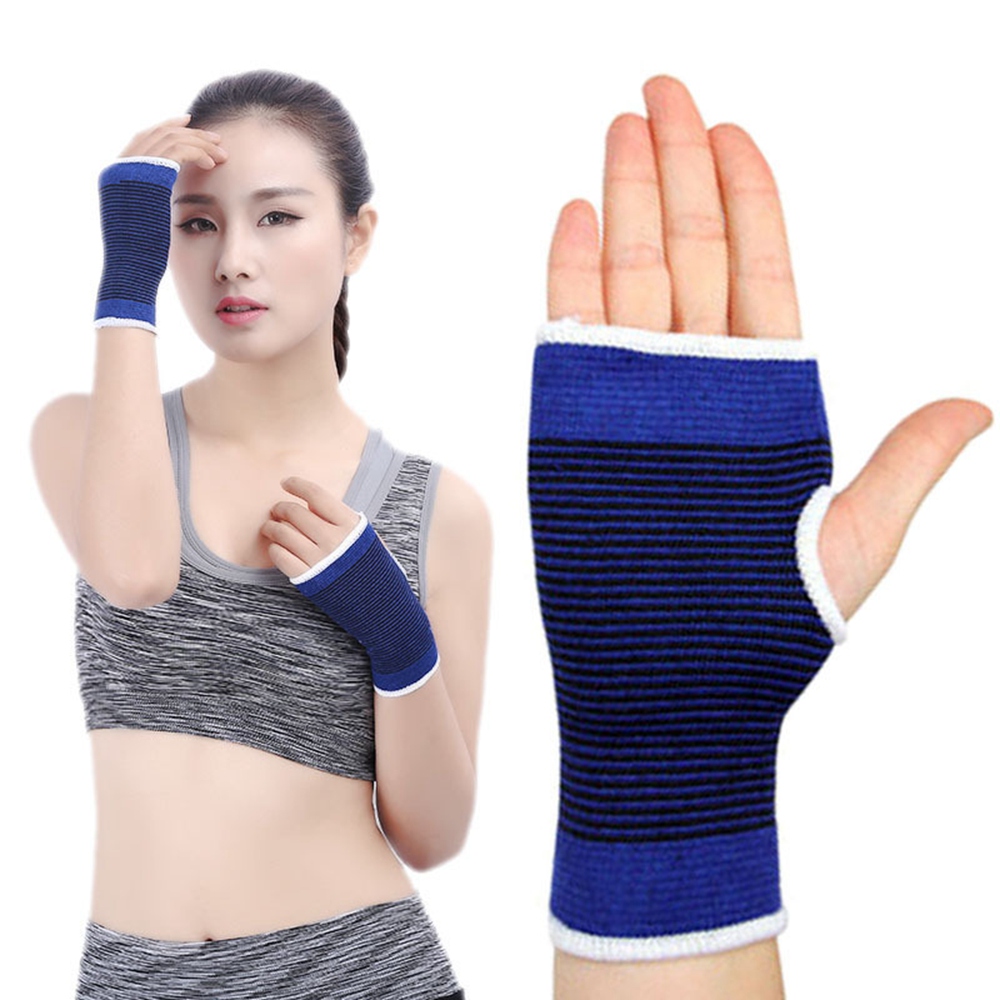 2PCS Sports Bracers Health Warm Durable Protectors Polyester And Cotton Knitted Gloves Handguards - Blue