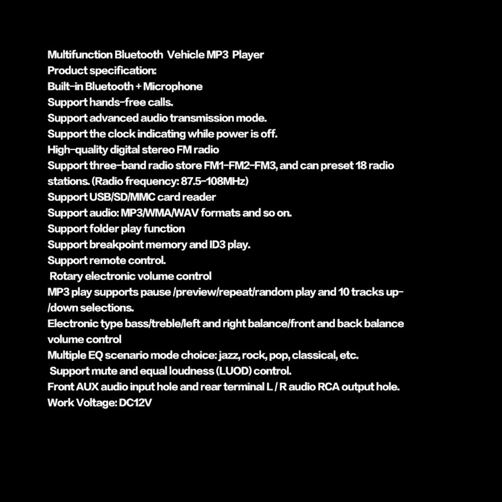 JSD-20158 Universal Car DVD Multifunction MP3 Player Built-in Bluetooth Hands-free Vehicle FM Function - Blcak