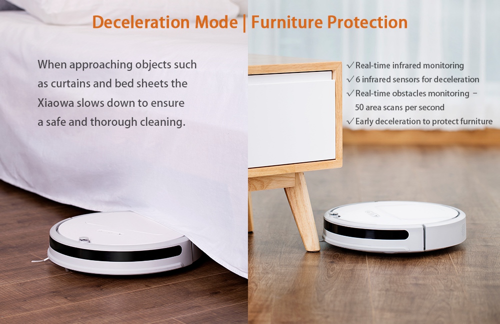 Xiaomi Xiaowa Robot Vacuum Cleaner Youth Version APP Remote Control 1600Pa Suction 640ml Dust Bin 2600mAh Battery MI Vacuum Cleaner -White
