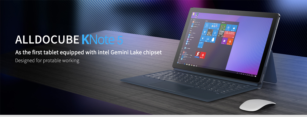 ALLDOCUBE KNote 5 2 in 1 Tablet PC Intel Gemini Lake N4100 Quad Core 11.6" IPS Screen 1920*1080 4GB RAM 128GB ROM Windows 10 - Black+Gray