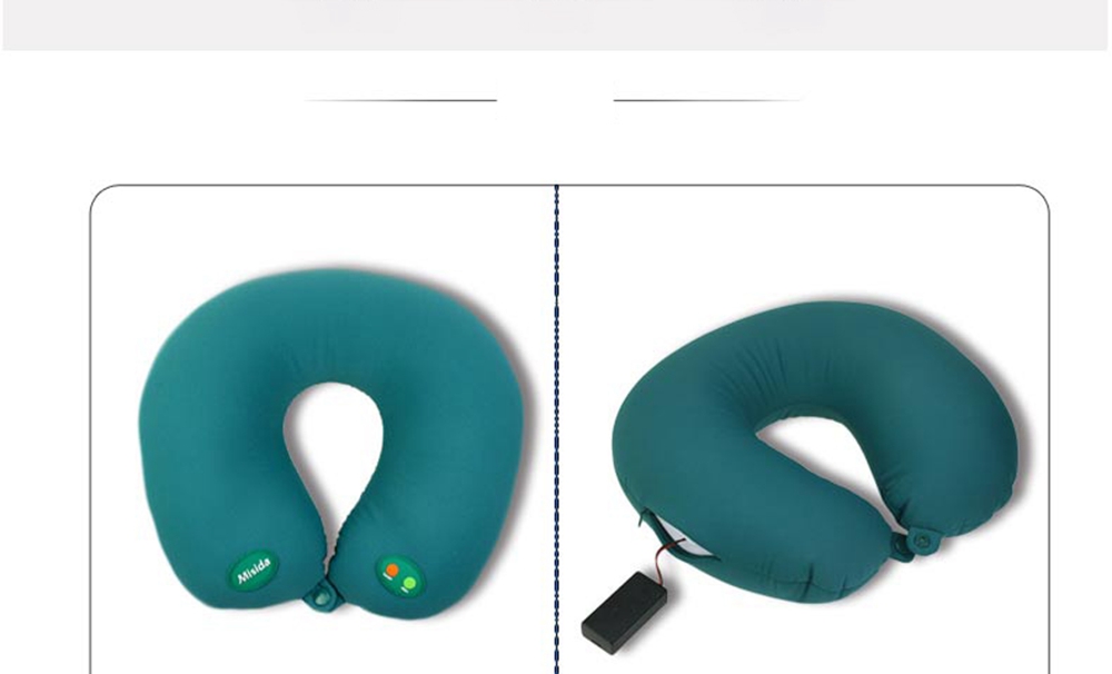 Misida MS-J8102 Electric Car Massage Pillow U-shaped Vibration Massage Pillow Eliminate Fatigue - Green