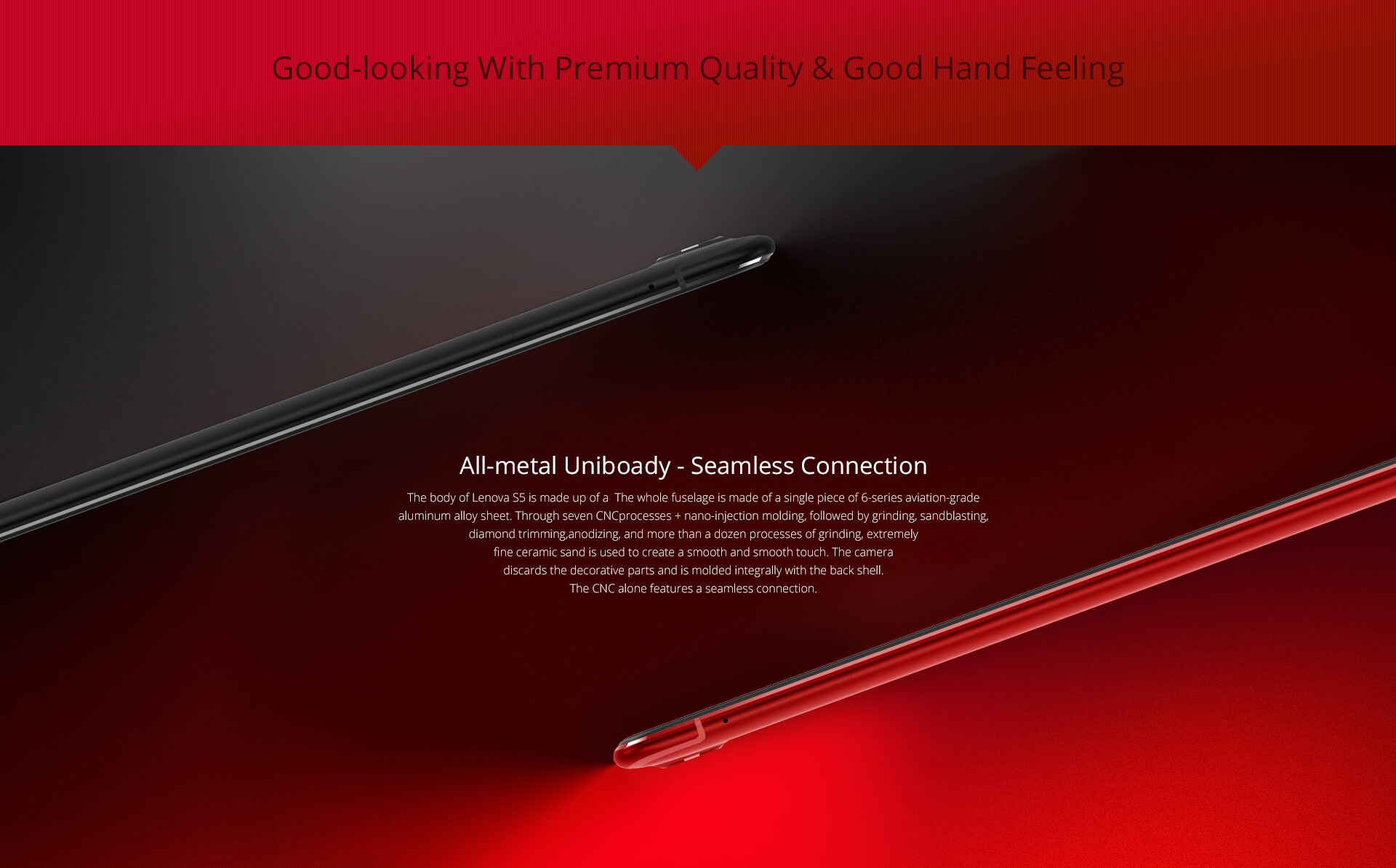 Lenovo S5 K520 5.7 Inch 4G LTE Smartphone Snapdragon 625 3GB 32GB Dual 13.0MP Rear Cameras ZUI 3.7 OS Touch ID - Red