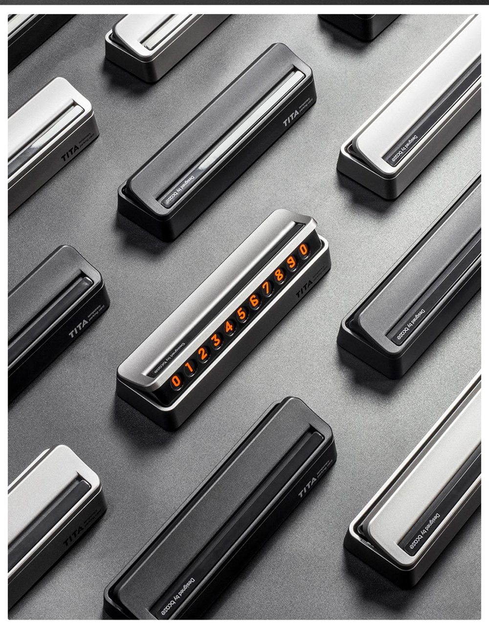 Xiaomi Bcase TITA Temporary Parking Number Plate Six Sets Of Digital Cards Soft Silicone Stickers Can Be Hidden Intimate Fluorescent Number - Black