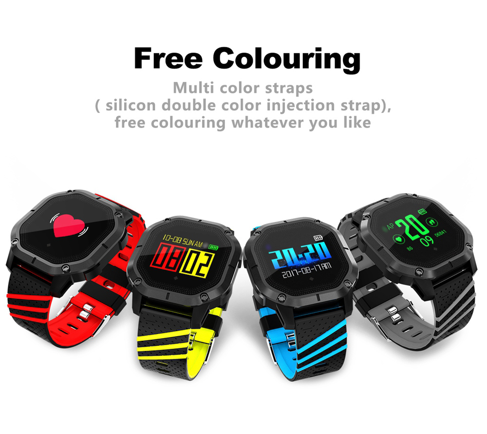 Makibes K5 Smart Bracelet 1" Color Screen Blood Pressure Blood Oxygen Heart Rate Monitor IP68 Water Resistant - Red
