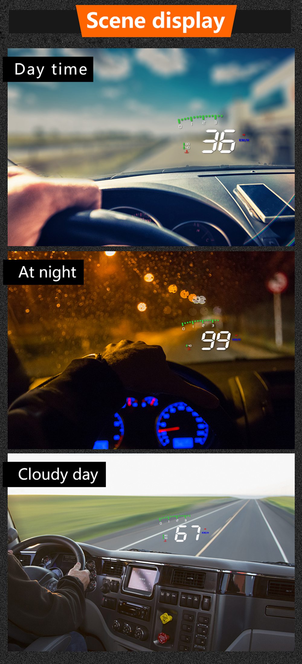 A900 3.5 Inch Car HUD Head-Up Display OBDII Interface Voltage Fuel Speeding Alarm System Multiple Mode Switching Intelligent Digital Instrument - Black