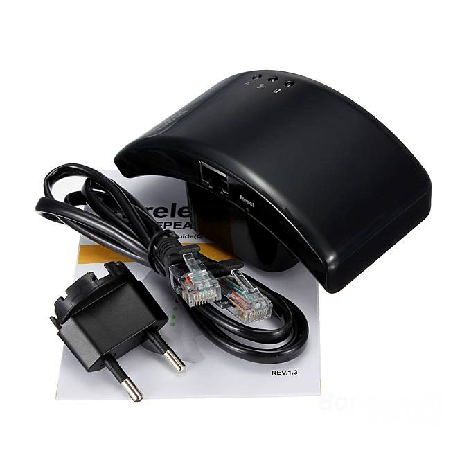 300M Wireless-N 2.4G WiFi 802.11N Repeater Router Range Expander Extender Router EU Plug - Black