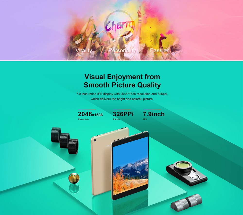 Teclast M89 Tablet PC MT8176 Hexa Core GPS 7.9" IPS Retina Screen 2048*1536 3GB DDR3L 32GB eMMC Android 7.0 - Black+Gold