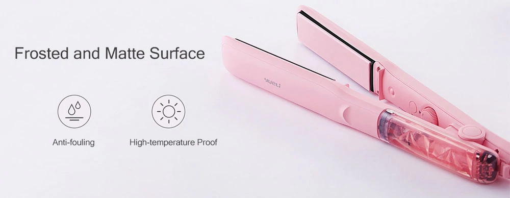 Xiaomi Yueli Hot Steam Hair Straightener Five Gear Adjustable Temperature Hair Protection Keratin Coating - LIGHT PINK