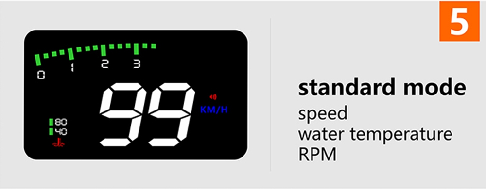 A900 3.5 Inch Car HUD Head-Up Display OBDII Interface Voltage Fuel Speeding Alarm System Multiple Mode Switching Intelligent Digital Instrument - Black