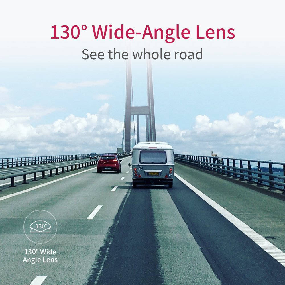 International Version YI Compact Dash Camera 2.7 Inch LCD Screen 1080P Full HD 130 Degree Angle Lens G-Sensor - Black