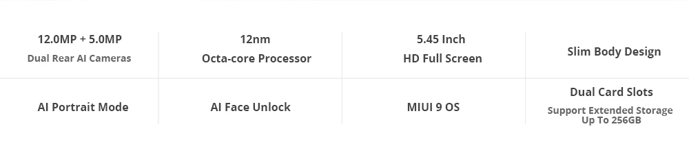 Xiaomi Redmi 6 5.45 Inch 4G LTE Smartphone MTK Helio P22 3GB 32GB 12.0MP+5.0MP Dual Rear Cameras Android 8.1 OS 18:9 Screen AI Face Unlock - Blue