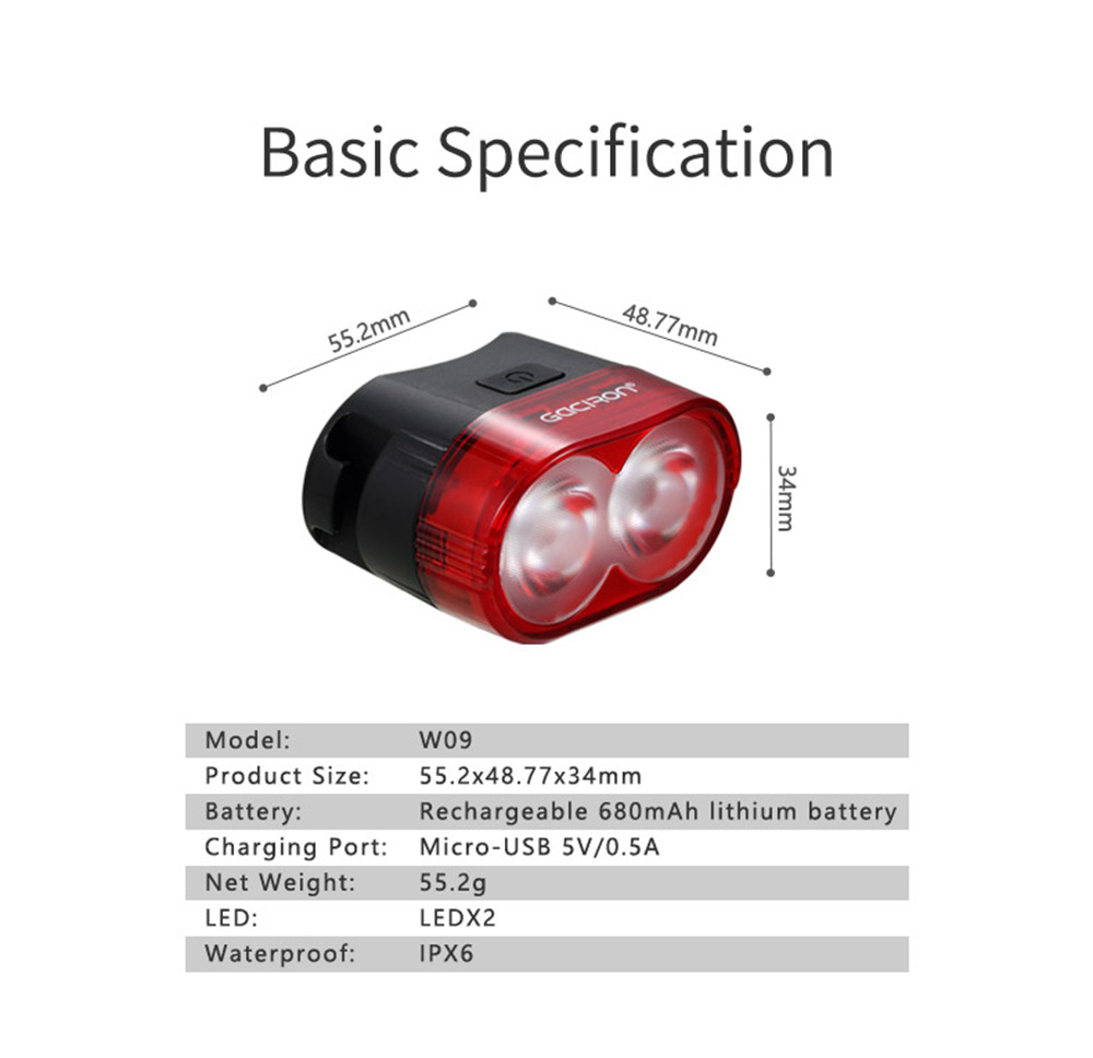 Gaciron V9D-1600 Professional Bike Front Headlight USB Rechargeable IPX6 Waterproof 5000MAH 1600Lumen LED Lamp - Black