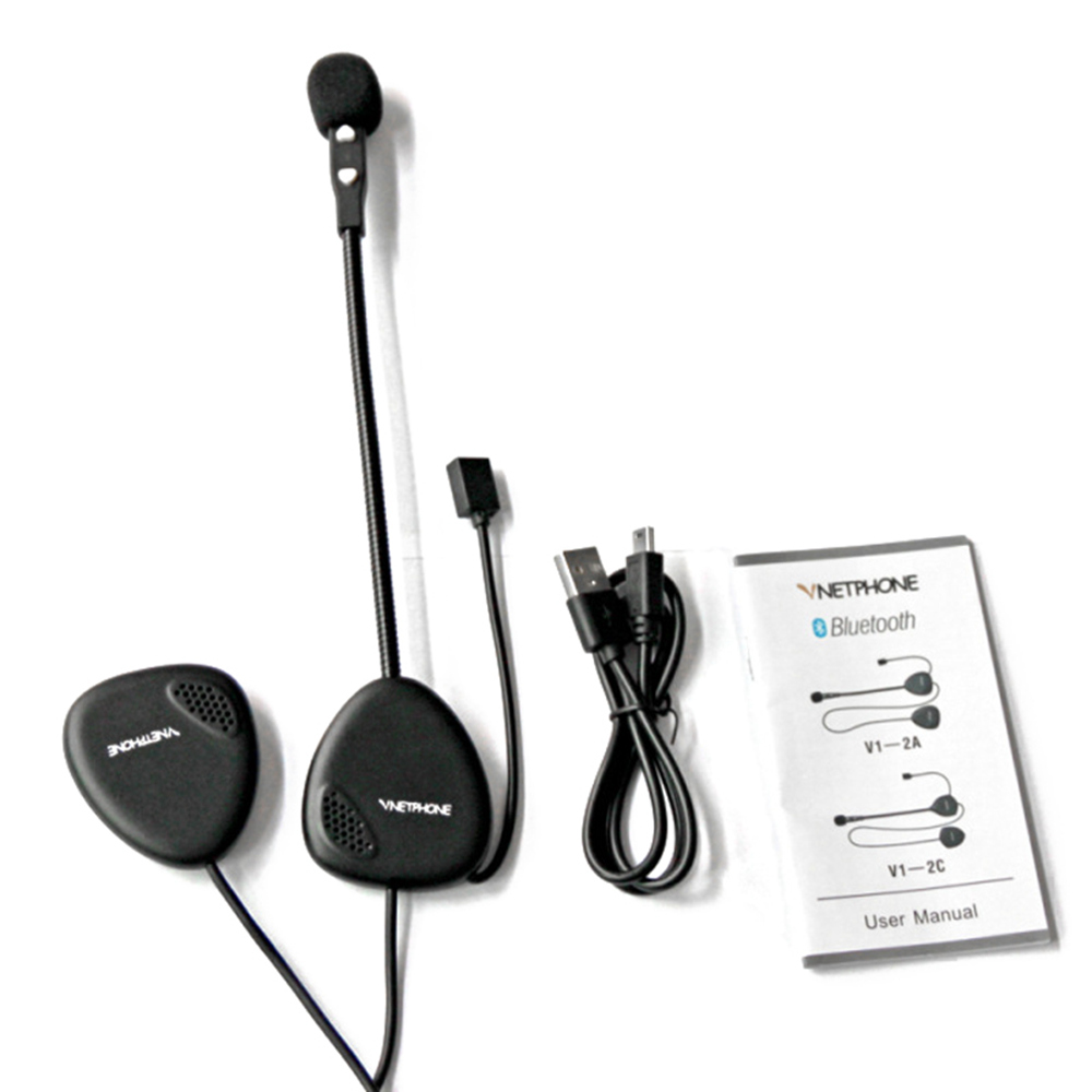 Vnetphone V1-1 Motorcycle Helmet Bluetooth Monaural Headset 10M Bluetooth Distance DSP Noise Reduction Technology - Black