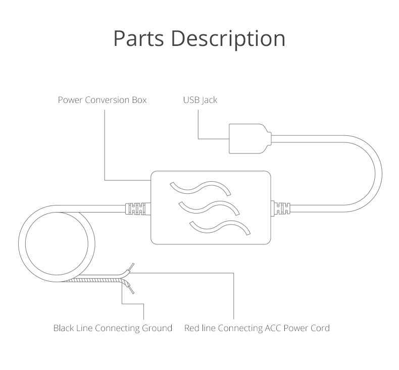 Xiaomi 70Mai Car Buck line Dash Camera Hard Wire Fuse Kit Car Driving Recorder Drop Line Fuse Box Power Cord - Black