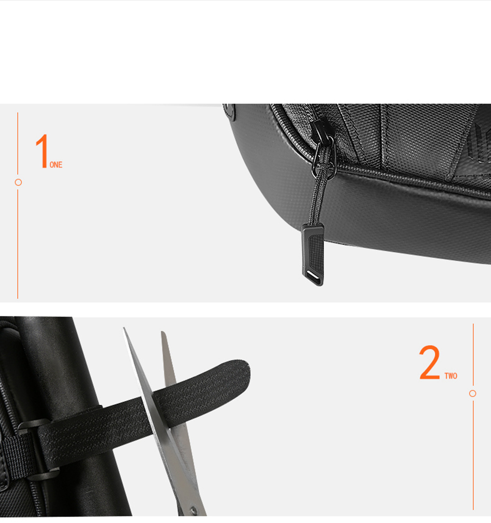 Roswheel 121453 Cycling Equipment Bicycle Front Tube Double Pouch Bike Phone Bag 180 Degree Rotation 1680D Tear Resistant Nylon - Black