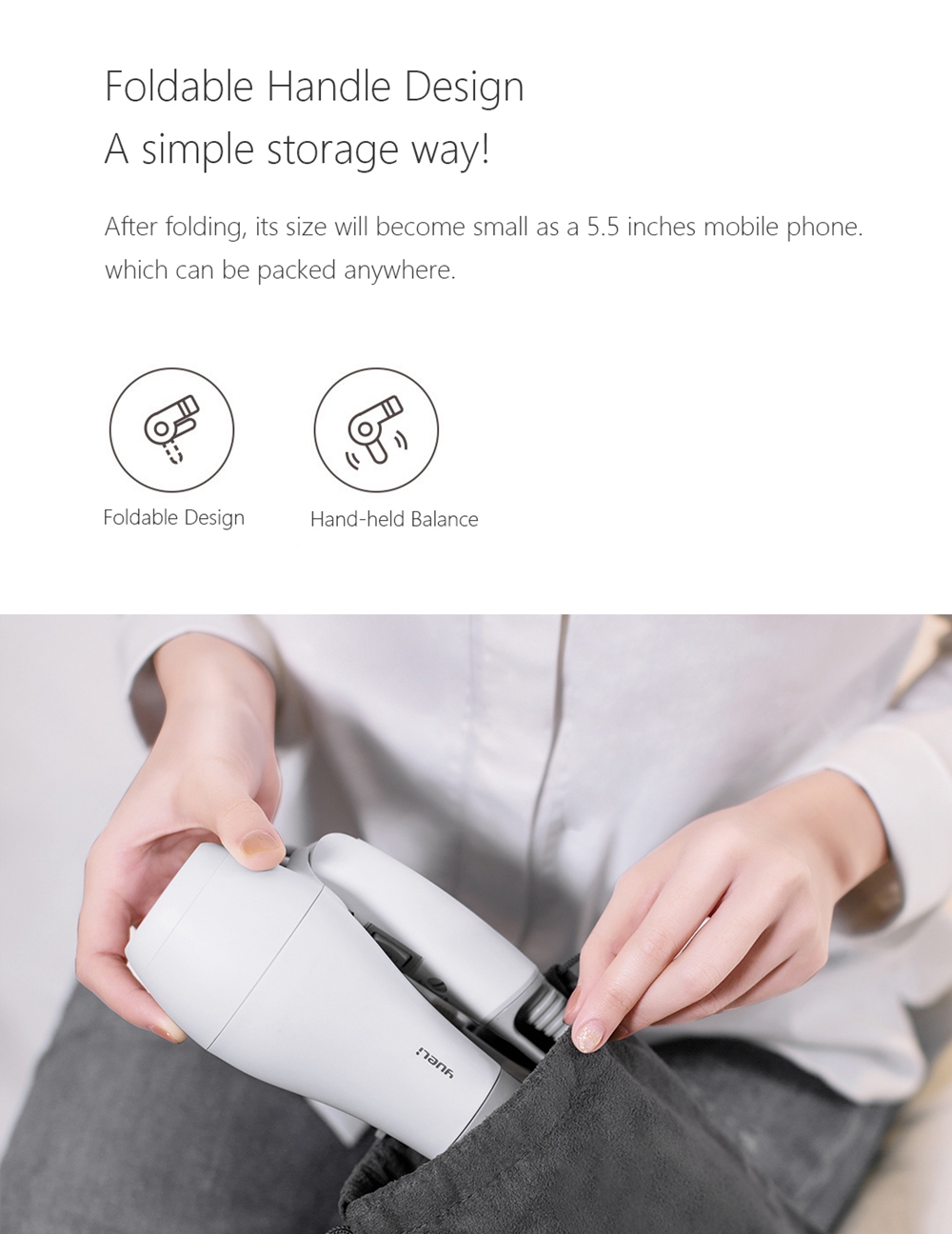 Xiaomi Yueli 1200W Hair Dryer Folding Compact Overheat Protection Portable Travel Hair Dryer