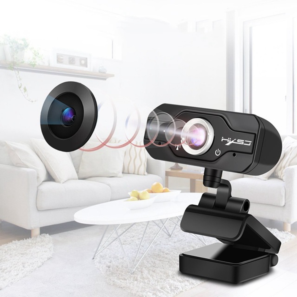 HXSJ S60 1080P HD Webcam USB Widescreen With Microphone 2 Million Pixels Adjustable Angle For PC / Laptop - Black