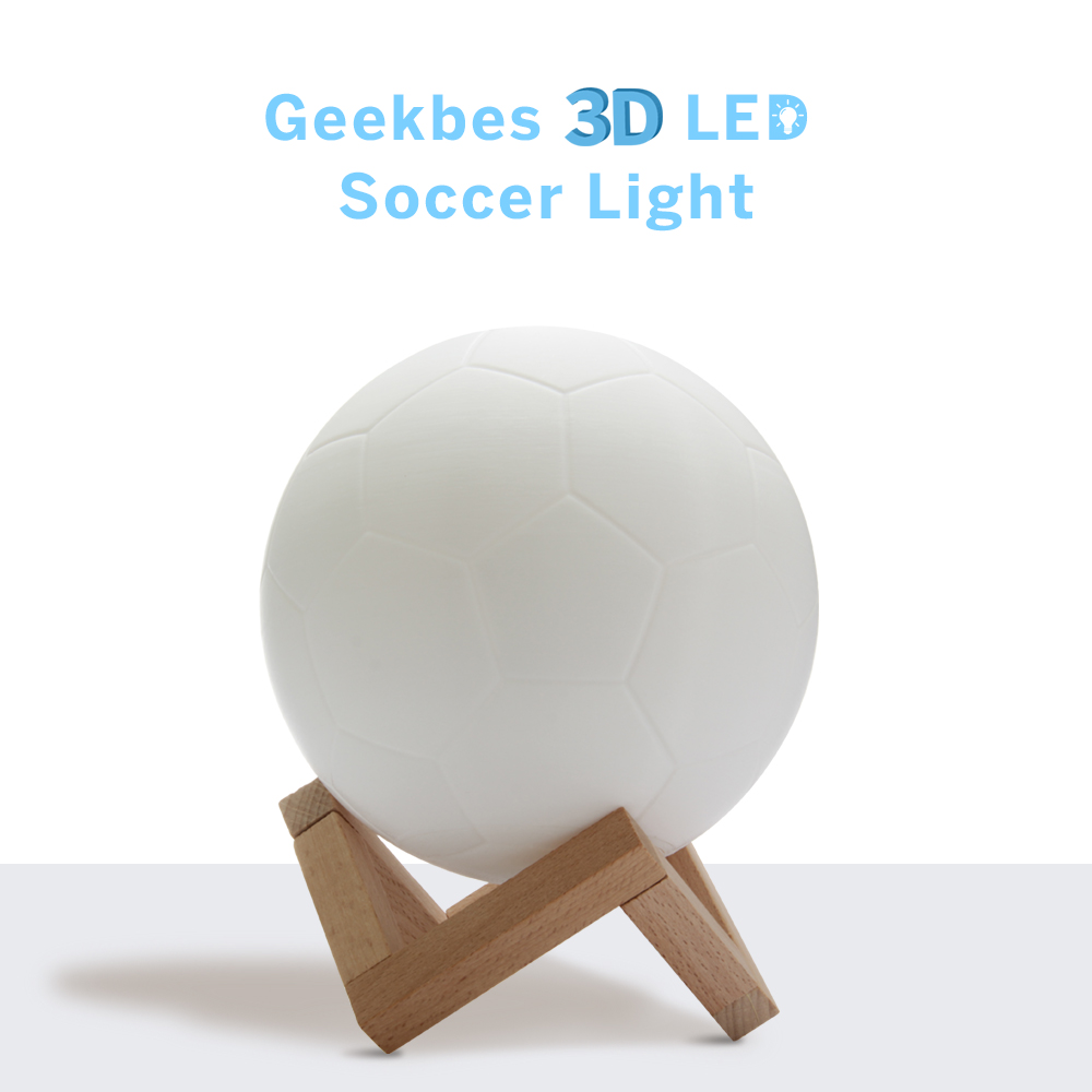 Geekbes 3D LED Soccer Light 15cm Touch Control World Cup Souvenirs Night Lights - White