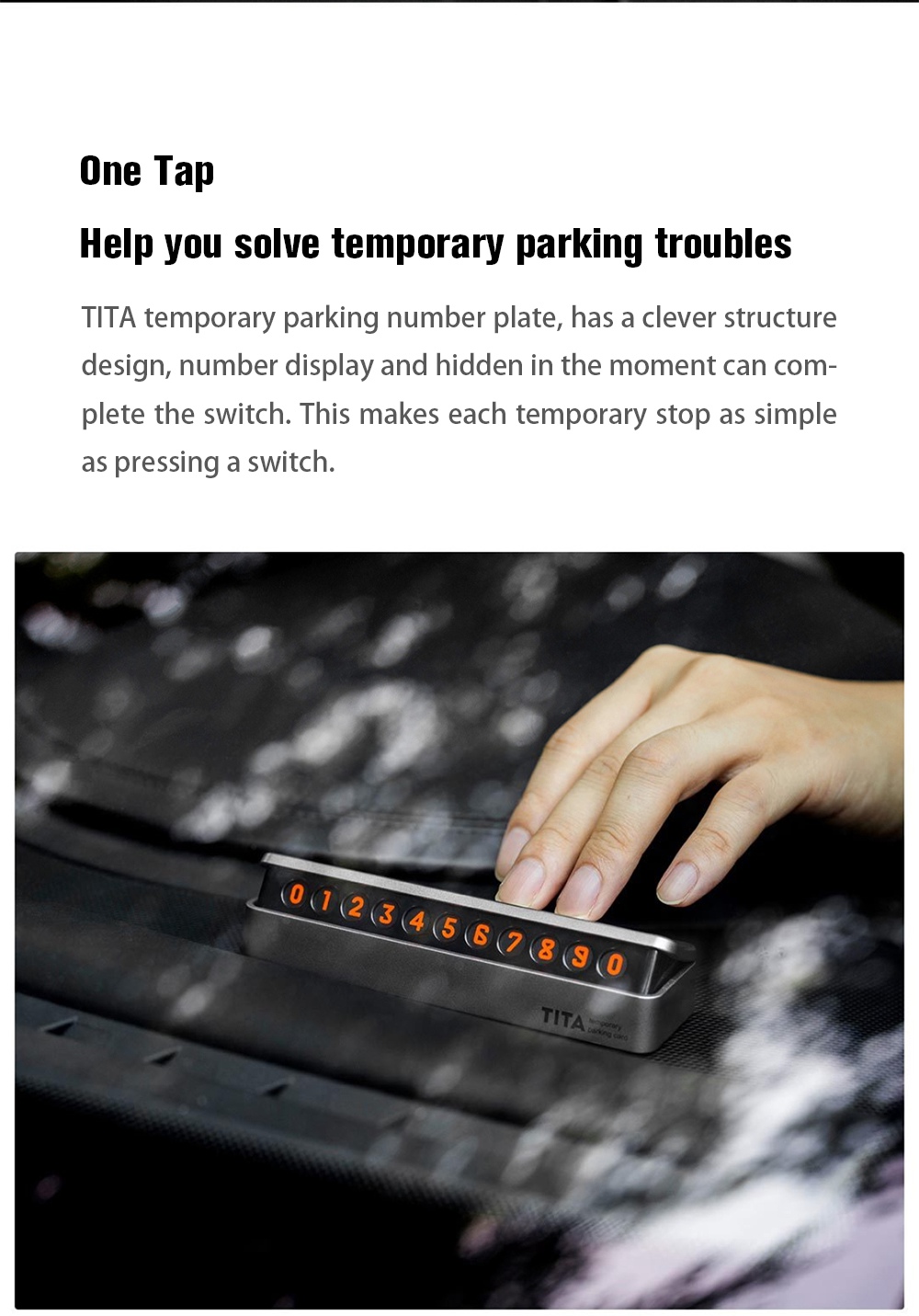 Xiaomi Bcase TITA Temporary Parking Number Plate Six Sets Of Digital Cards Soft Silicone Stickers Can Be Hidden Intimate Fluorescent Number - Black