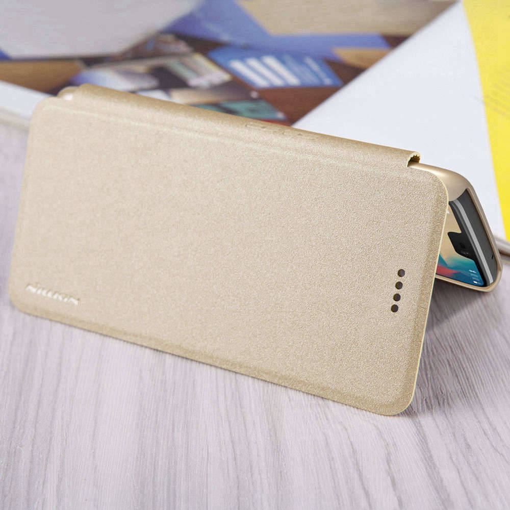 Nillkin Sparkle Series Leather Case For Oneplus 6 Protective Phone Shell - Gray