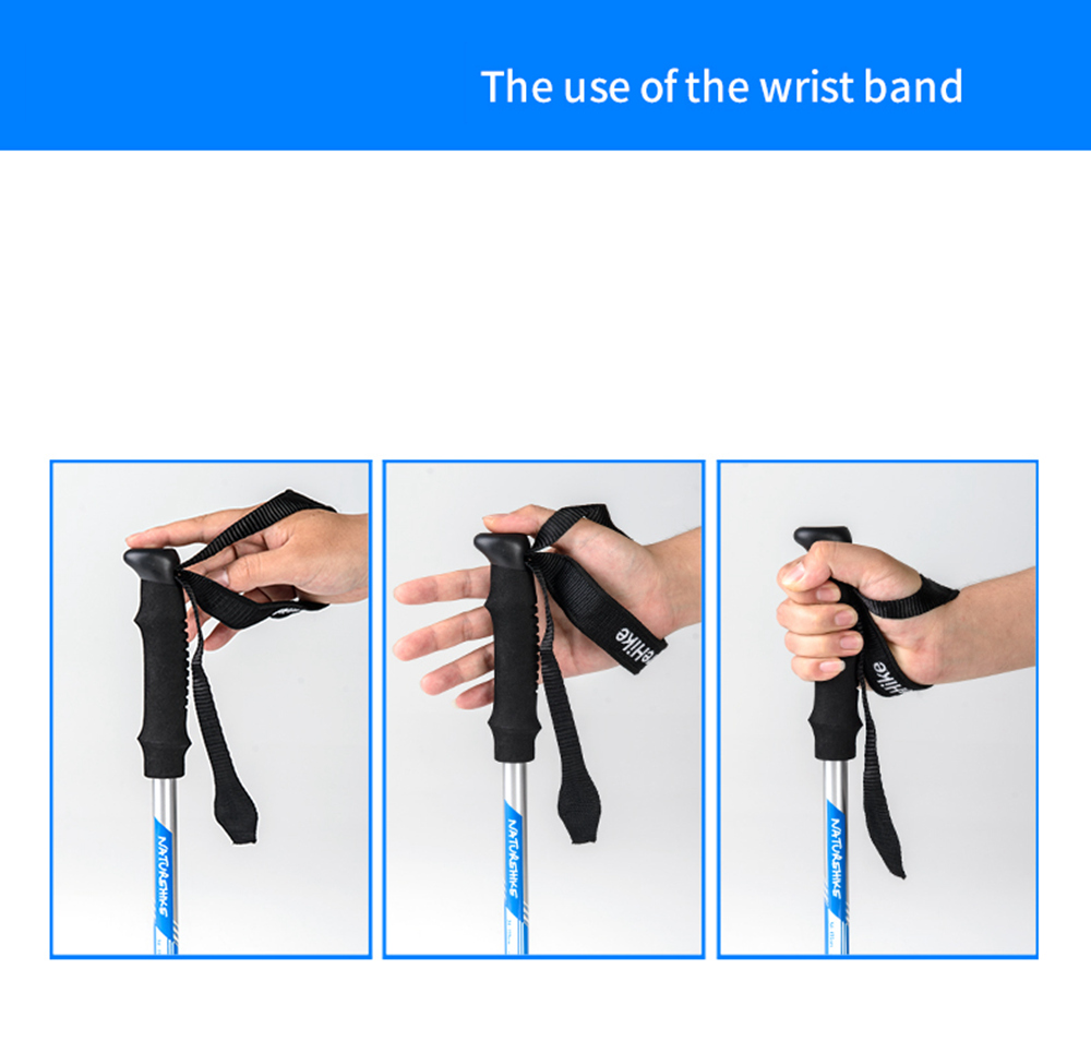 NatureHike NH15A023-Z Trekking Pole Folding Ultralight Alpenstocks ABS And Metal Lock For Hiking Traveling Climbing Outdoor Activities - Black + Green