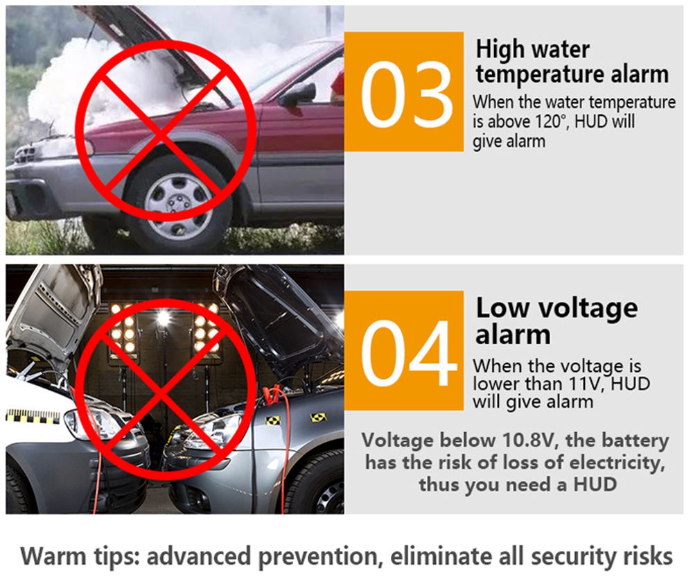 A900 3.5 Inch Car HUD Head-Up Display OBDII Interface Voltage Fuel Speeding Alarm System Multiple Mode Switching Intelligent Digital Instrument - Black