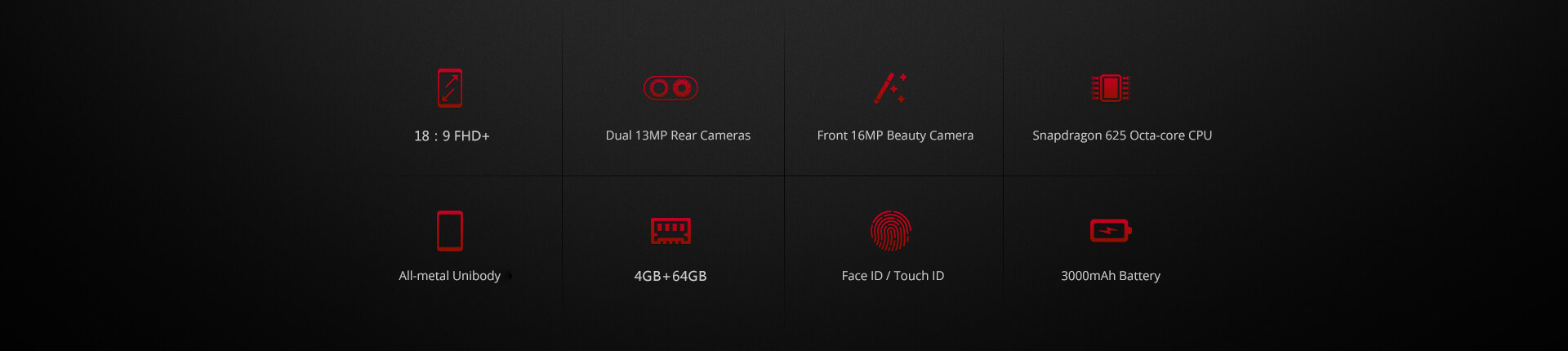 Lenovo S5 K520 5.7 Inch 4G LTE Smartphone Snapdragon 625 3GB 32GB Dual 13.0MP Rear Cameras ZUI 3.7 OS Touch ID - Red