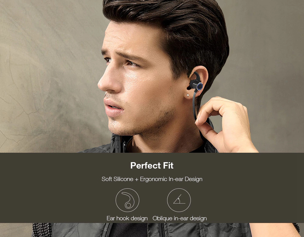 Awei AK8 Headphone Magic Magnet Attraction Bluetooth 4.1 Earphone - Black