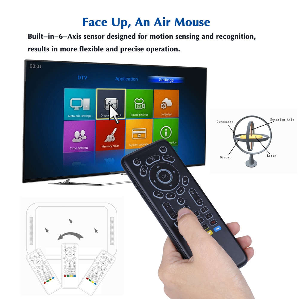 iPazzPort KP-62 Italian Full Touchpad 7 Color Backlight Keyboard 6-Axis Air Mouse Combo Support Windows/Android/iOS