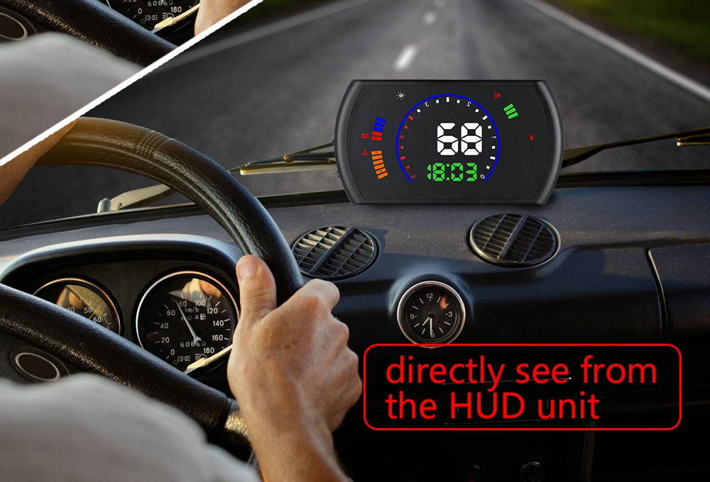 S600 5.8 Inch OBDII Interface Car HUD Head-Up Display Voltage Fuel Speeding Alarm System Multiple Mode Switching - Black
