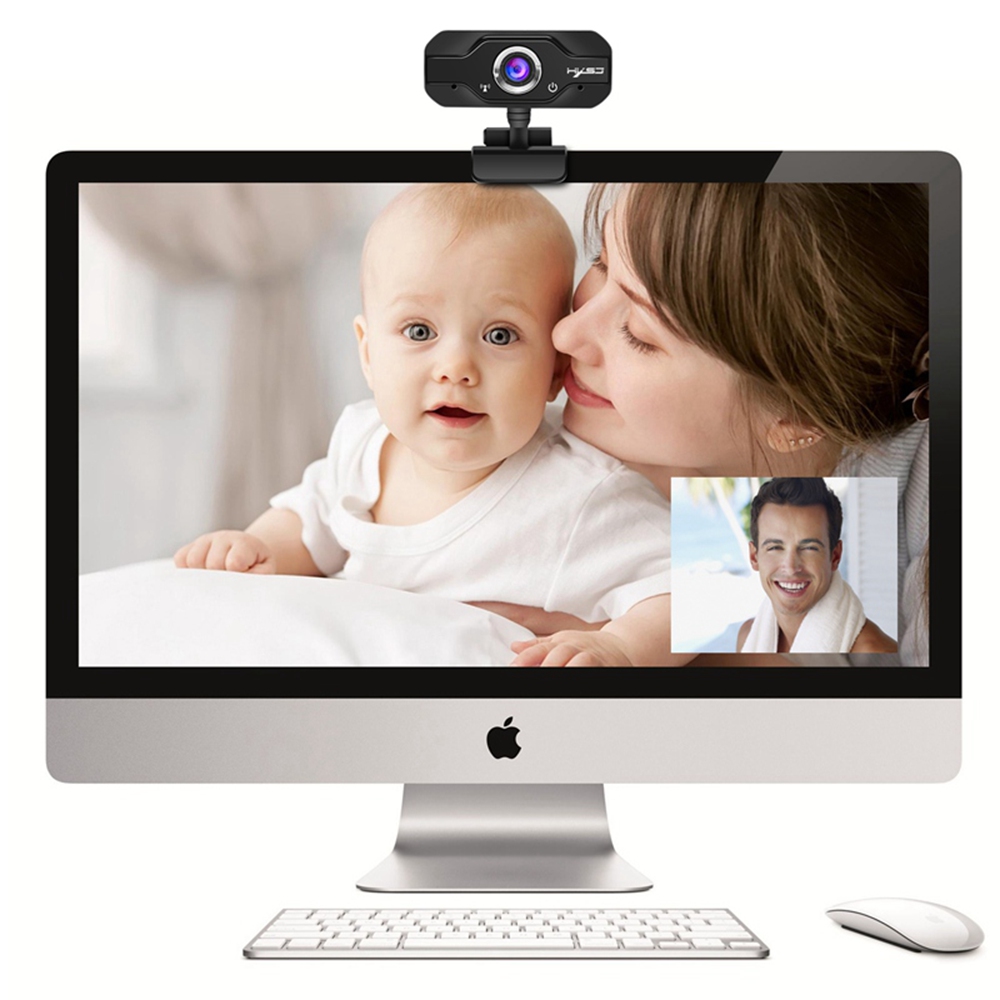 HXSJ S60 1080P HD Webcam USB Widescreen With Microphone 2 Million Pixels Adjustable Angle For PC / Laptop - Black
