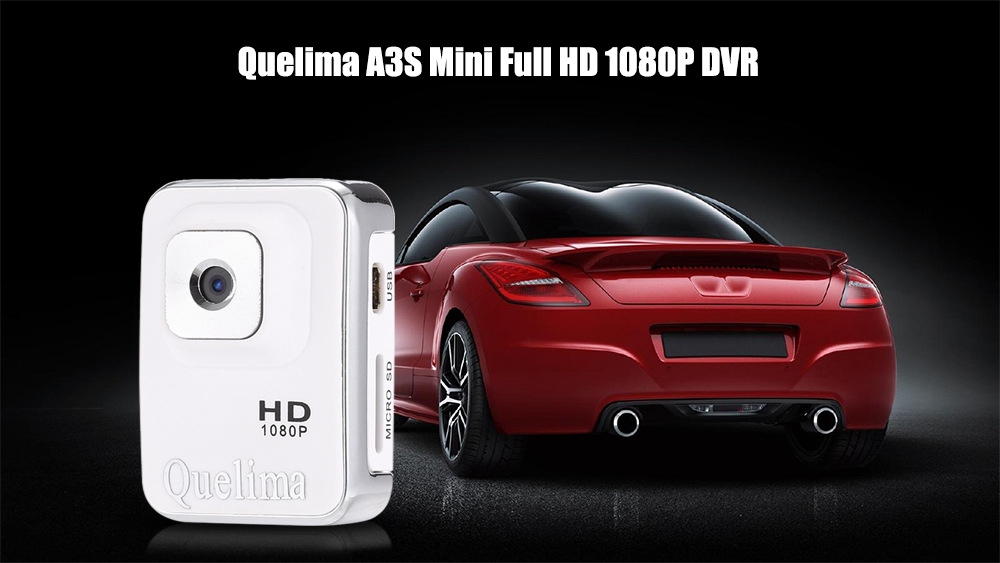 Quelima A3S Mini Car DVR 120 Degree Wide Angle FOV 1080P DV Camera Full HD Loop-cycle Recording Motion Detection - Black