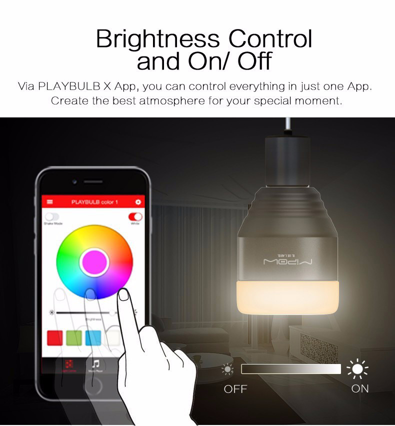 MIPOW BTL201-BK Bluetooth Smart LED Light Bulb APP Smartphone Group Controlled Dimmable Changing Decorative Christmas