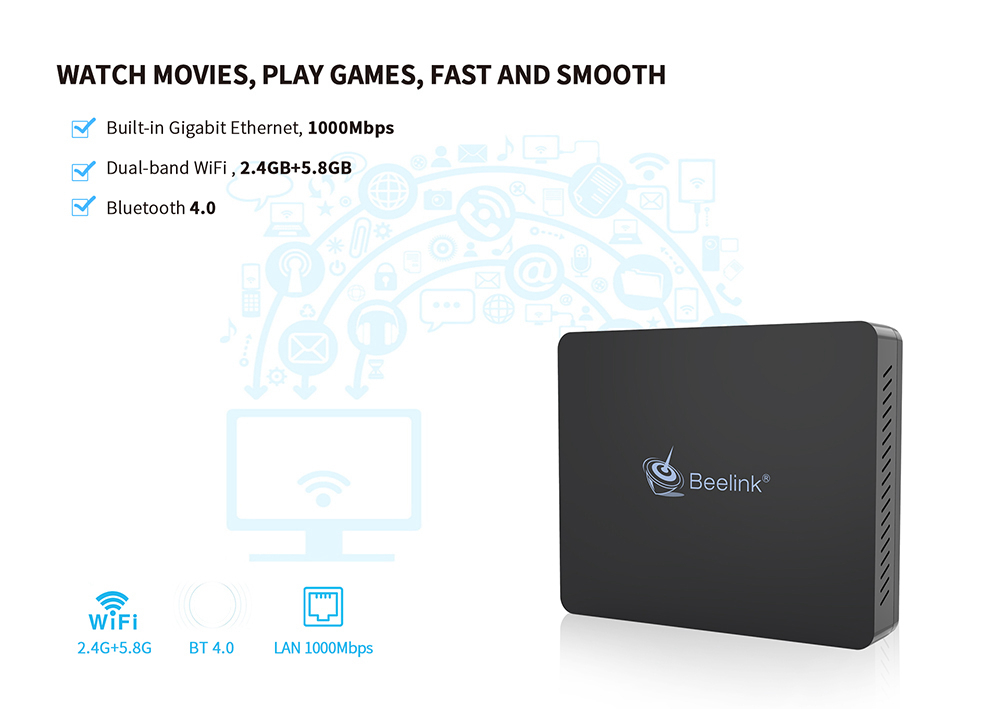 Beelink S2 Gemini Lake N4100 4GB LPDDR4 128GB SSD Windows 10 Mini PC Intel Dual Band WIFI Gigabit LAN Bluetooth HDMI