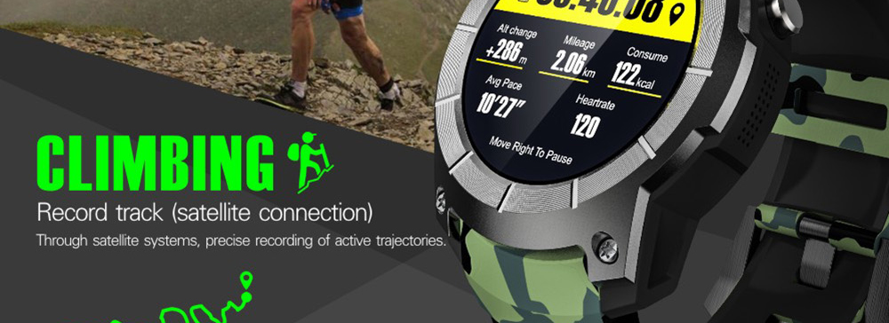 Makibes G05 Smartwatch Phone GPS Bluetooth MTK2503 32GB TF Card SMS Reminder Multi-mode Sports Compatible with iOS Android - Camouflage Green