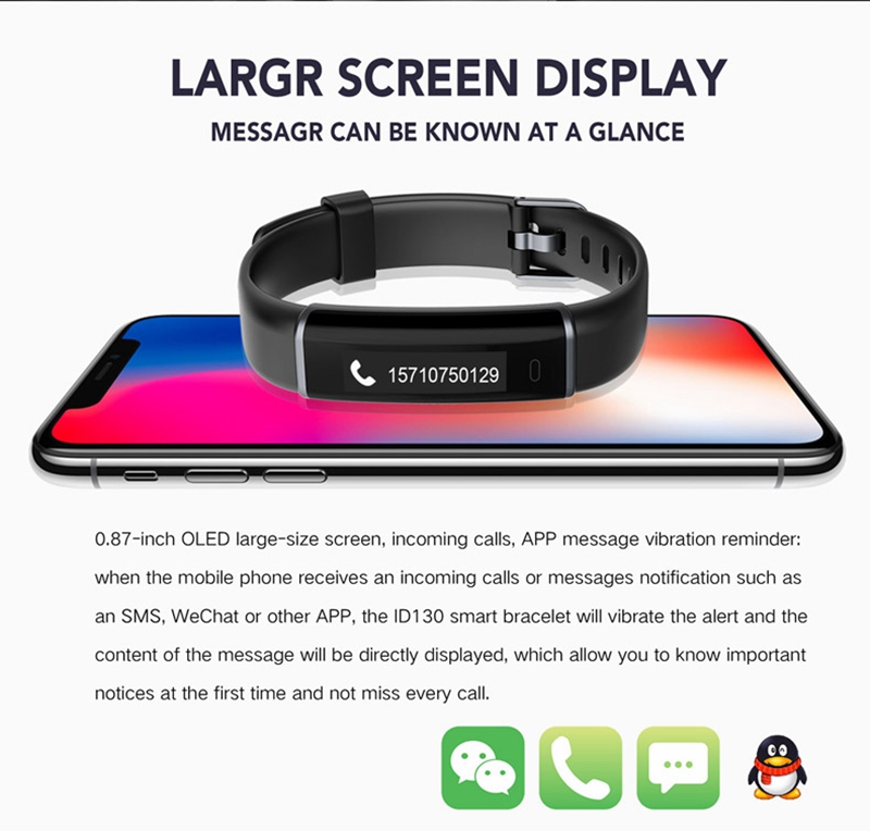 Makibes ID130 Smart Bracelet 0.87" OLED Screen All Day Activity Tracker IP67 Water Resistant Multi-sports Mode - Green