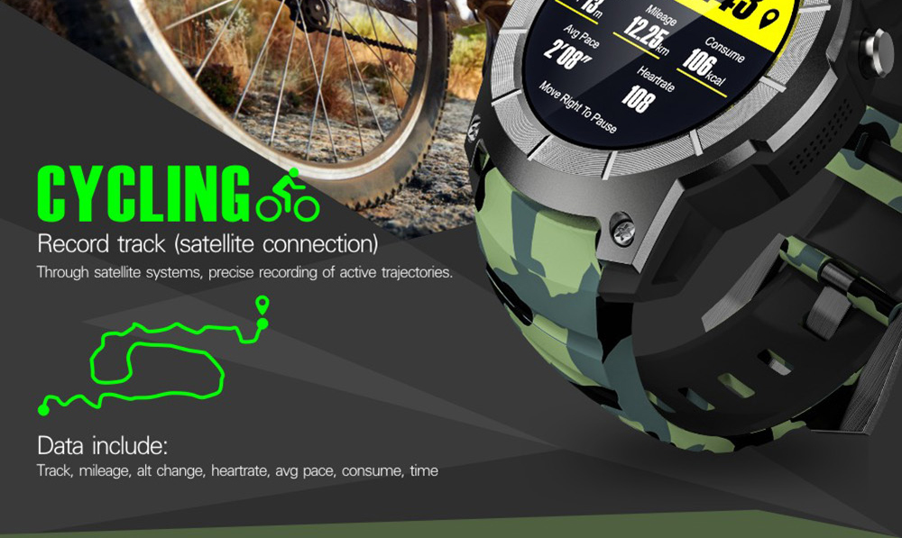 Makibes G05 Smartwatch Phone GPS Bluetooth MTK2503 32GB TF Card SMS Reminder Multi-mode Sports Compatible with iOS Android - Camouflage Green
